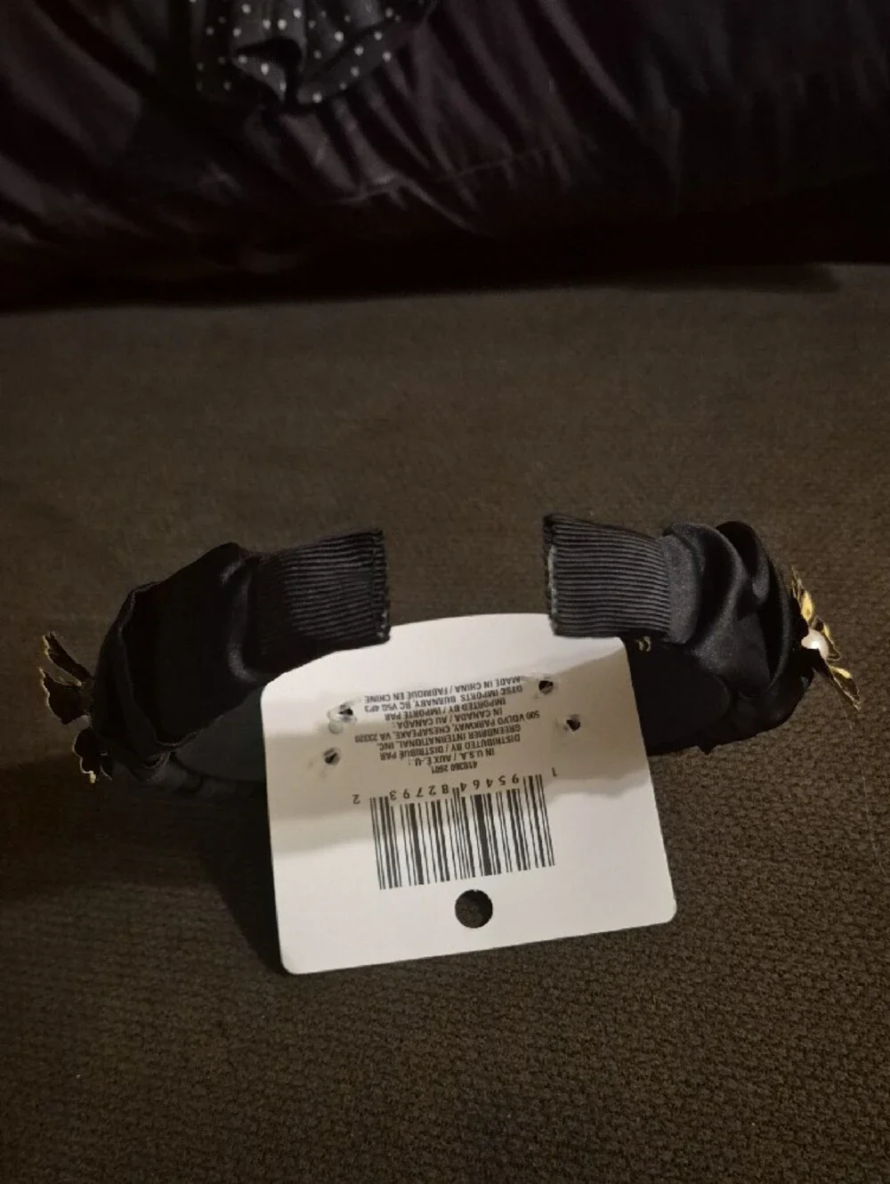 Hairband Serre'Tete Black and Gold Kids Hair Band With Pearls